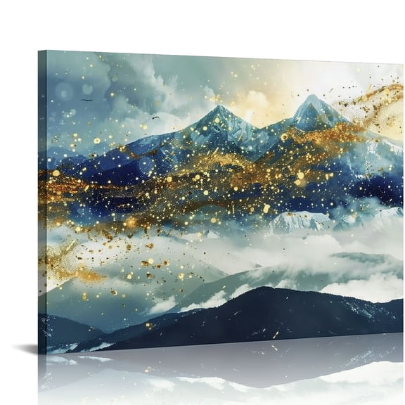 COMIO Framed Wall Art Blue and gold Abstract Wall Decor for Bedroom Living Room Kitchen Bathroom Office Home Decor and Gifts Ready to Hang