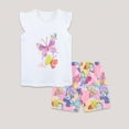 thumbnail image 6 of TOWED22 Toddler Girls Summer Clothes Baby Kids 1T 2T 3T 4T Short Sleeve Letter T-Shirt Tops + Shorts Outfits Sets(White,6-7 Y), 6 of 7