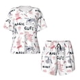thumbnail image 5 of Wukai Cute Magic Bunny Women's Pajama Set,Short-Sleeve Top and Shorts with Elastic Waistband and Pockets for Loungewear, Yoga, and Casual Wear-Large, 5 of 8