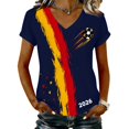 thumbnail image 1 of Women's Germany Football Graphic T-Shirt, Women's V-Neck T-Shirt German Soccer Letter Print Graphic Tee, Casual Fashion Top, Summer Short Sleeve Blouse for Soccer Tournament 2026 Navy Size: XL, 1 of 3