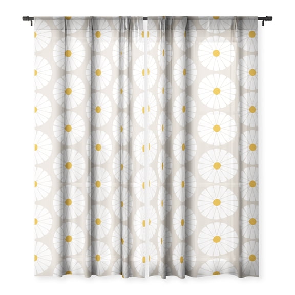 Society6 Color Poems II Minimal Botanical Pattern Daisy 50" x 84" Single Panel Sheer Window Curtain