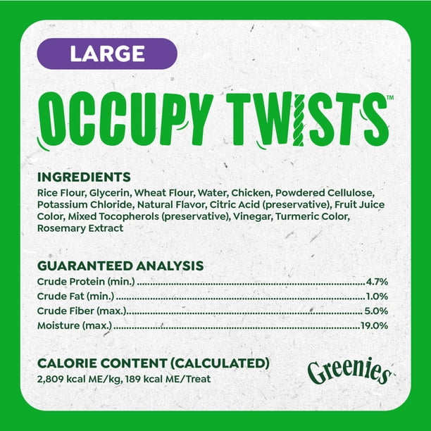 Greenies Occupy Twists Natural Dog Treats Large Breed, Chicken