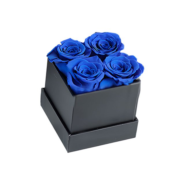 Bearachild Ramo de Material inmortal de flor eterna de Rosa preservada, regalo de cumpleaños DIY Multicolor de larga duración para Acción de Flores artificiales Azul negro 4 cabezas