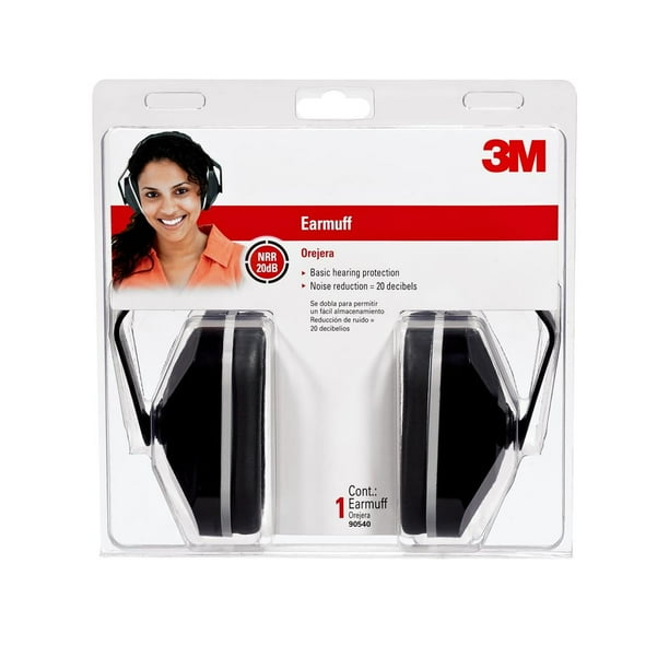 3M Protecteurs Auditifs 90540 Protecteurs Auditifs; Réduction du Bruit de 20 Décibels; Noir; Plastique avec Mousse