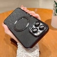 thumbnail image 3 of Magnetic Case for iPhone 11 Compatible with MagSafe,Glitter Bling Phone Case for 11 with Camera Len Protection for Women Shockproof TPU 6.1'' Case-Black, 3 of 7