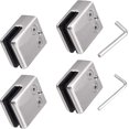 thumbnail image 1 of Paquete de 4 abrazaderas de vidrio de acero inoxidable 304 con 2 llaves hexagonales adecuadas para vidrio de 8-10 mm, soporte de vidrio plano ajustable para barandilla de escalera, barandilla pulida, 1 of 5