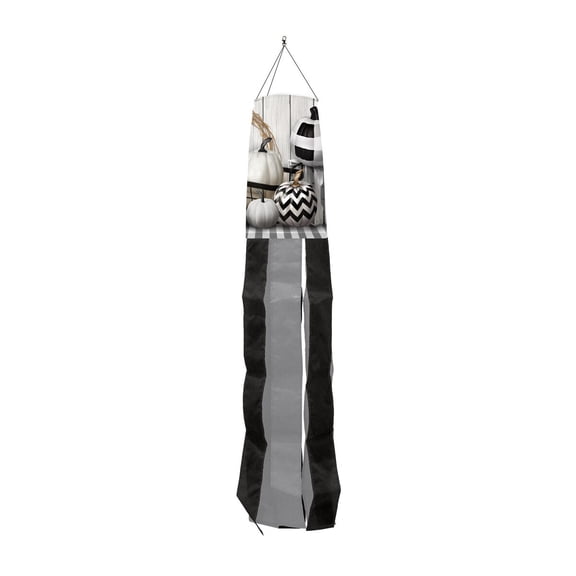 Briarwood Lane Fall Black and White Pumpkins Windsock Wind Twister 40x6 For Fall Wind Spinner