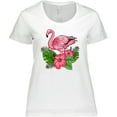 thumbnail image 3 of Inktastic Flamingo with Tropical Flowers Women's Plus Size T-Shirt, 3 of 5