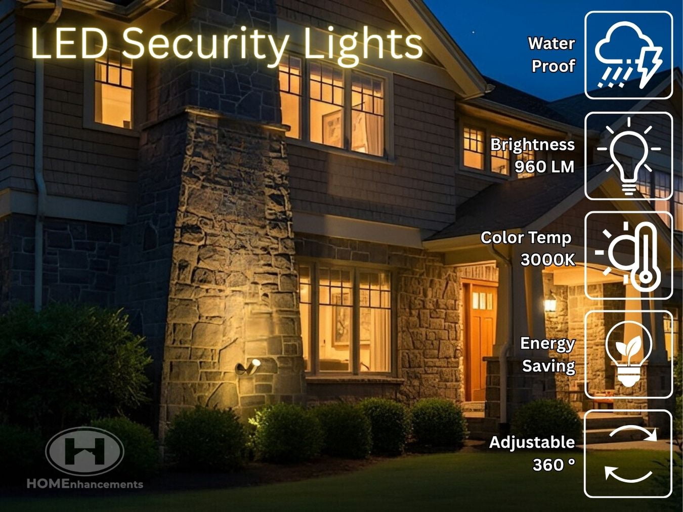 HOMEnhancements 10 Watts Black LED Bullet Flood Light, Adjustable
