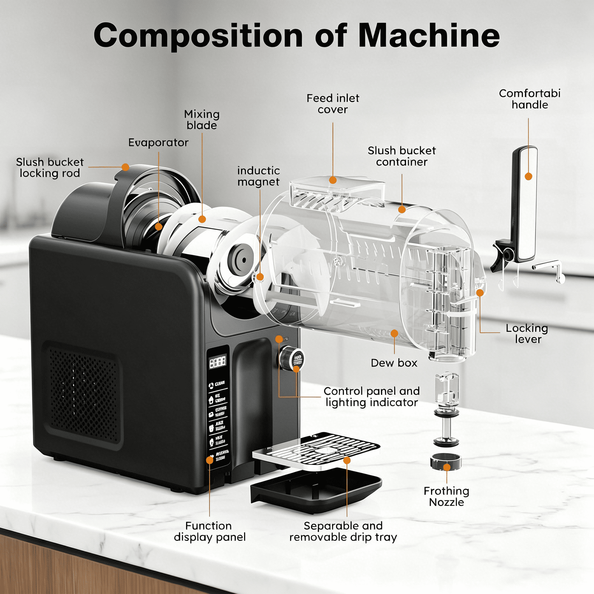 XUTUMM Slushy Machine for Home, No Ice Needed - 85oz Frozen Drink & Ice Cream Maker with 5 Presets, Auto Clean, Quiet
