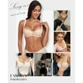 thumbnail image 4 of Curyon Women's Lightly Padded Floral Lace Demi Wide Straps Underwire Balconette Bra,38DDD, 4 of 6