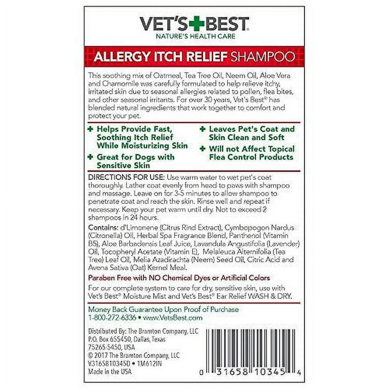 Vet's best allergy itch relief best sale shampoo