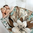 thumbnail image 6 of Blanket Brown Cream Grey Teal Floral Fleece Throw Blanket Watercolor Brown Grey Floral Lightweight Super Soft Cozy Luxury Bed Blanket Microfiber Throw Size Warm Plush Blankets for All Season 50"x60", 6 of 6