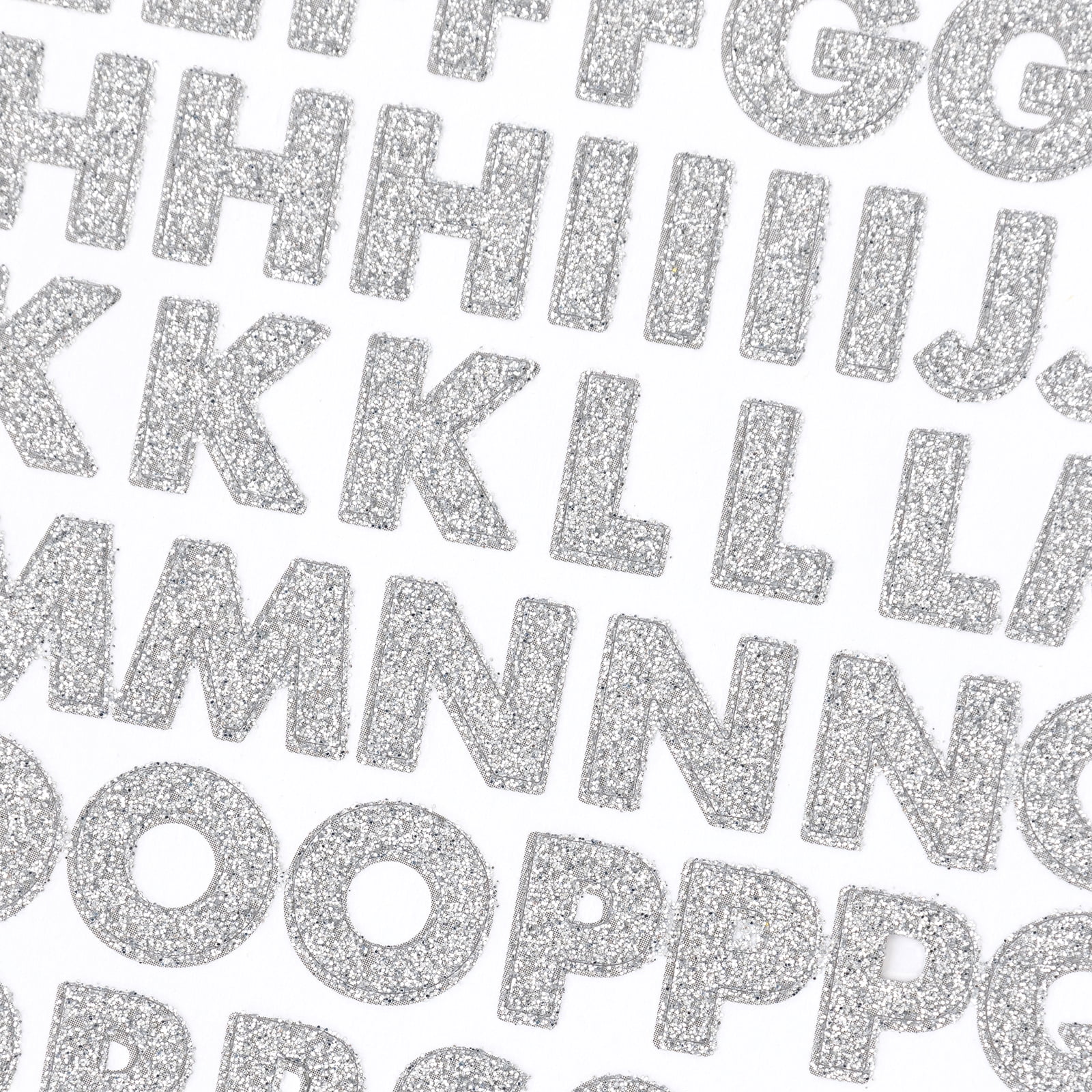 Silver Glitter Small Flirty Font Letter Stickers - (139 pcs