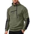 thumbnail image 5 of Tbopshirt Men's Sweatshirt Quarter Zip Fleece Pullover Stand Collar Long Sleeve Top with Chest Zipper Pocket and Contrast Sleeve Patches Casual Outdoor Winter Layer,S-3XL, 5 of 7