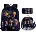 thumbnail image 1 of Wednesday Addams Backpack Three-piece Set Student School Bag Canvas Bag V, 1 of 4