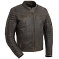 thumbnail image 1 of First Mfg Co - Commuter - Men's Motorcycle Biker Riding Brown Leather Jacket - 4X Large - Action Back Armor Pockets Gussets Thermal Liner Vented, 1 of 4
