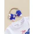 thumbnail image 6 of Aojekbee Baby Girl 3 Piece Summer Set, Baseball Print Short Sleeve Tops Shorts Bow Headband Infant Toddler Outfits, 6 of 10