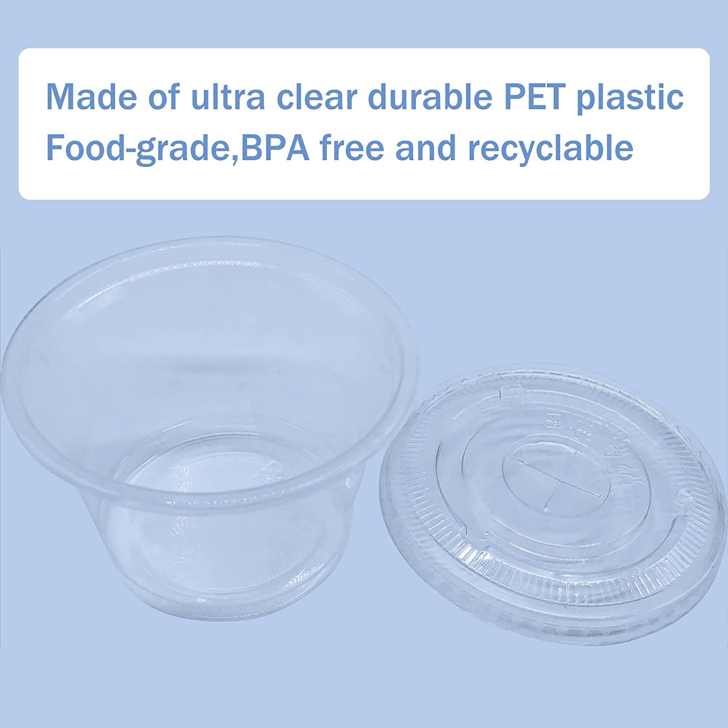 JJEAN-50 Pack 8 OZ Disposable Plastic Cups with Lids,Clear Portion Cups with Flat Lids,Disposable Clear Ice Cream Cup for Parfaits,Yogurt,Drink,Soups,Snacks,Salad,Fruit(With Holes)