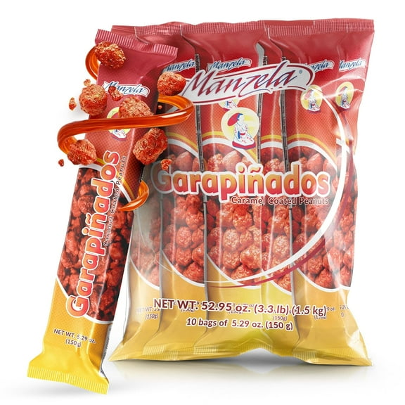 Manzela Sweet Caramelized Peanuts | Traditional Mexican Snack, 150 Gr, 1-Pack