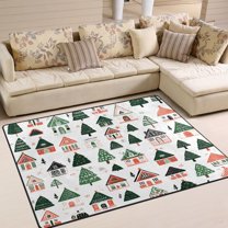 Yayeee Area Rugs for Living Room 6.7'x4.8' Non Slip Washable Bedroom Floor Carpet, Orange Christmas House