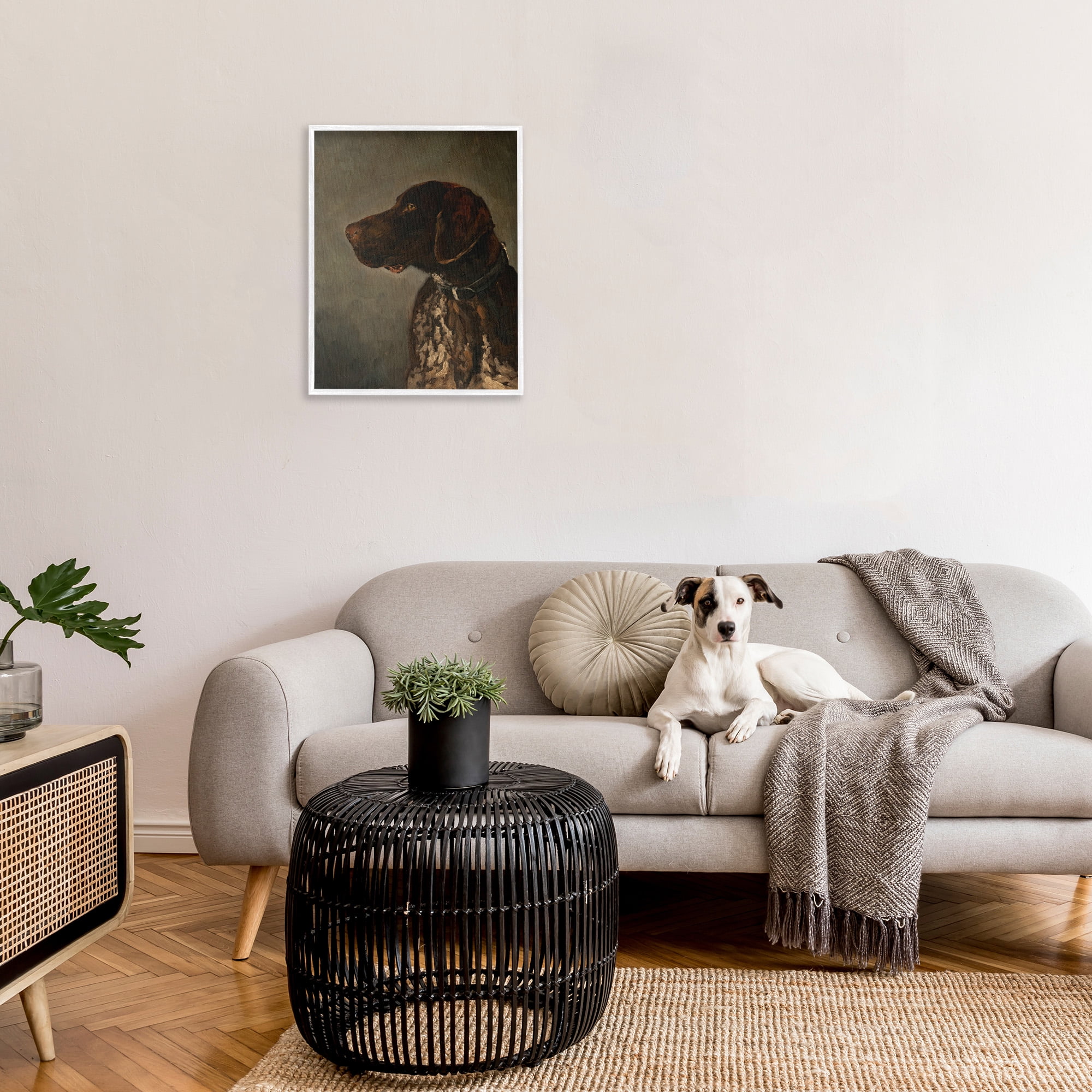 Stupell Industries Traditional Pointer Dog Portrait Animals & Insects Painting White Framed Art Print Wall Art, 24 x 30