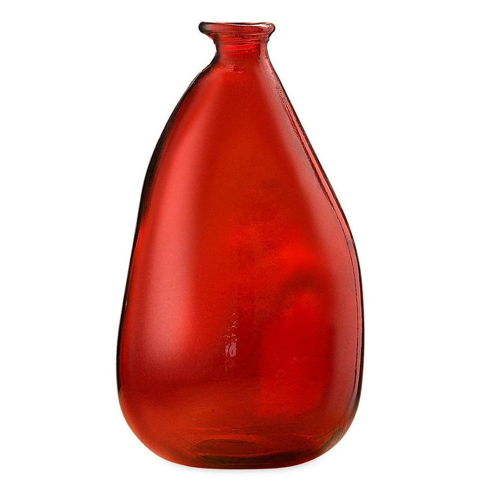 Oblong Recycled Glass Balloon 14" Vase, in Red