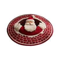 LYINGF Christmas 3D Rug - Santa and Gnome Quilted Round Mat with Optical Illusion, Decorative Area Rug for Living Room, Holiday Decor Featuring Skeleton and Dog Pattern