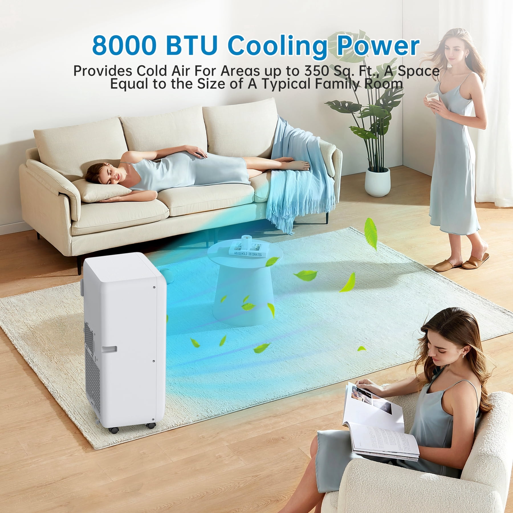 Portable Air Conditioner, 8,000 BTU ASHRAE Room Air Conditioners up to 350 Sq. Ft.