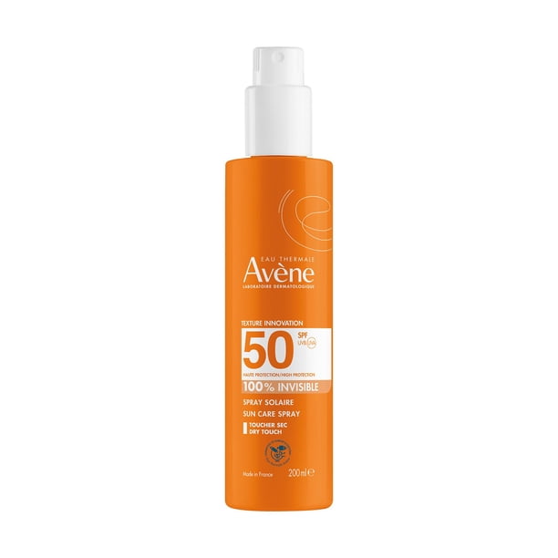 AVENE Protector Solar en Spray FPS 50, Textura Milk-in-Water Invisible, Toque Seco, Resistente al Agua y Sudor, 200ml