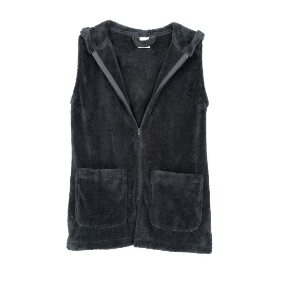 TowelSelections Women's Bed Jacket, Hooded Vest, Zip Front Cardigan Fleece Robe