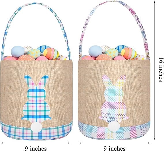 Easter Bunny Basket Canvas Easter Egg Hunts Decorations Storage Reusable Grocery Candy Bag Gifts