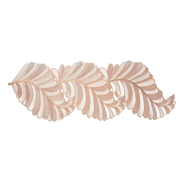 AUQ Silver Table Runners 36 Inches Heat Resistant Table Runner Hollow Leaf Shaped Vinyl Table Runner Waterproof Washable Table Mats Table Runner for Party,Wedding Decorations