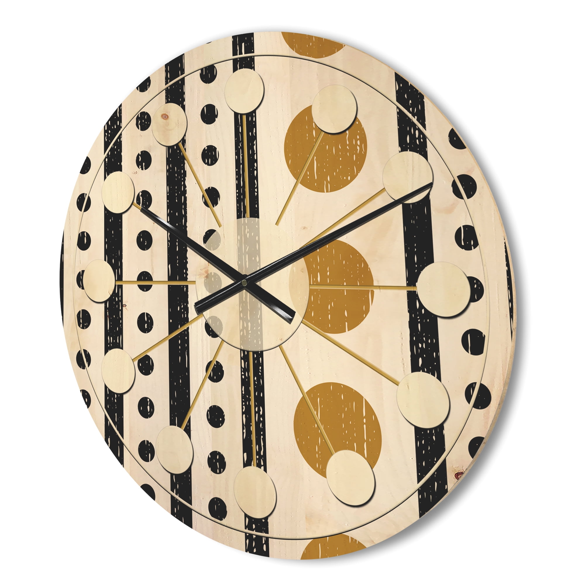 Designart 'Geometrical Abstract Retro Minimal Pattern VI' Mid-Century Modern Wood Wall Clock