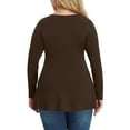 thumbnail image 4 of Plus Size V Neck Long Sleeve Tops for Women Solid Color Casual Pleated T-shirt Spring Autumn Lightweight Blouse,Female Plus Size Slim Fit Pullover Tops,L-5XL, 4 of 5