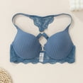 thumbnail image 5 of Feancey Women's Push Up Bra Front Closure Bras Solid Color Breathable Wireless Brassiere Lightly Padded Supportive Everyday Bralettes Dark Blue M, 5 of 10