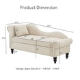thumbnail image 3 of Modern Velvet Chaise Lounge with Storage, Upholstered Lounge Sofa Chair with Armrest Lumbar Pillow and Nailhead Trim, for Living Room Bedroom Apartment, 3 of 14