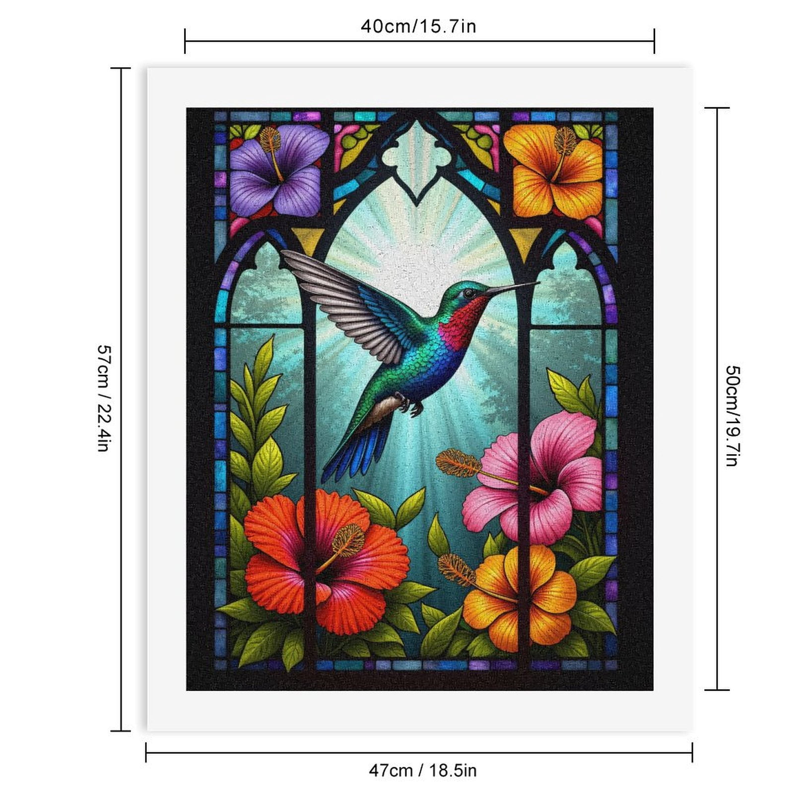 Paint by Numbers Kit for Adults, Hummingbird Stained Glass Flowers Paint by Numbers, Easy Paint by Numbers Kit for Adults Beginner, DIY Adult Paint by Number Kits on Canvas, Home Decor