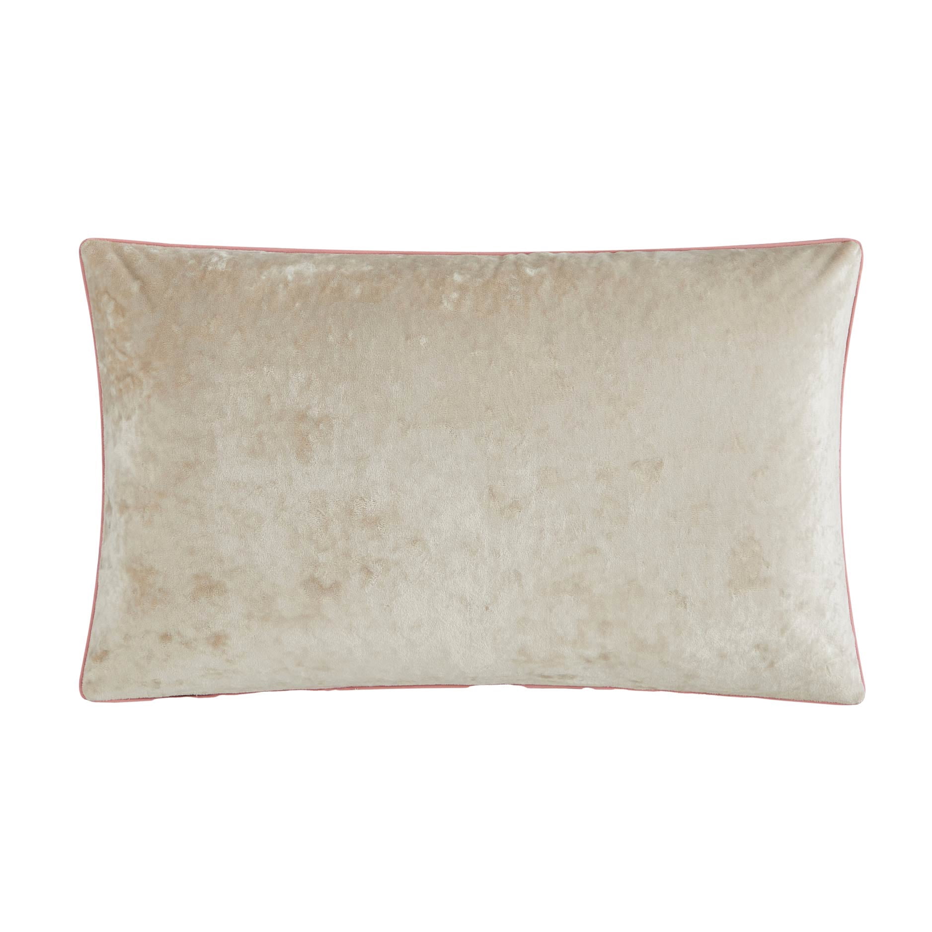 The Pioneer Woman Beige Velvet Embroidered Floral Decorative Lumbar Pillow, 14 in x 24 in