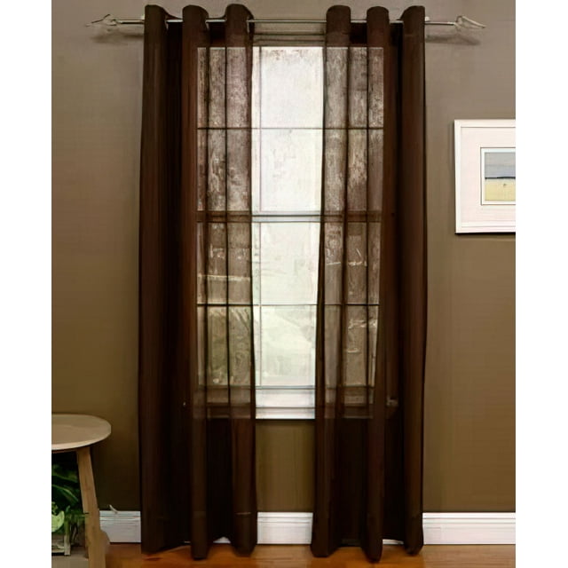 Miller Curtains Preston Panneau à Oeillets Transparent de 108 Pouces, Brun, 48x108