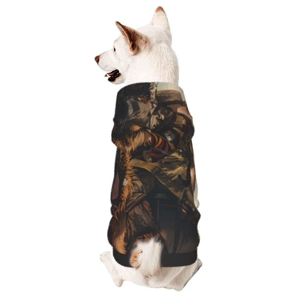 Fotbe desert Man Shepherd Dog Sudadera con Estampado para Perros Pequeños – Suéter con Capucha para Mascotas, Tela Suave de Forro Polar con Bolsillo-Small