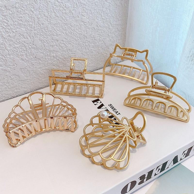 Hair Clips, Metal Hair Claw Clips, Hair Accessories for Women, Large Hair  Clip, 3 Inches Wide (Open Shape Claw Clip, Gold) 