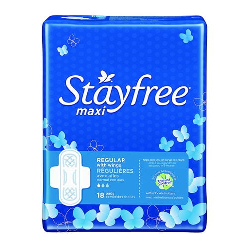 Stayfree Maxi Pads With Wings, Regular, 18 Ea, 3 Pack