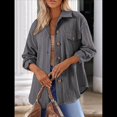 thumbnail image 2 of Camisas de Punto Extragrandes para Mujer, Blusas de Trabajo de Larga con Botones, Blusas de Moda de Otoño. Gris XL, 2 of 3