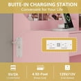 thumbnail image 6 of PUFFCAFE Vanity Desk with Mirror and Lights,Pink Makeup Vanity with RGB Storage Cabinet & Power Strips,Dressing Table for Women Bedroom, 6 of 8