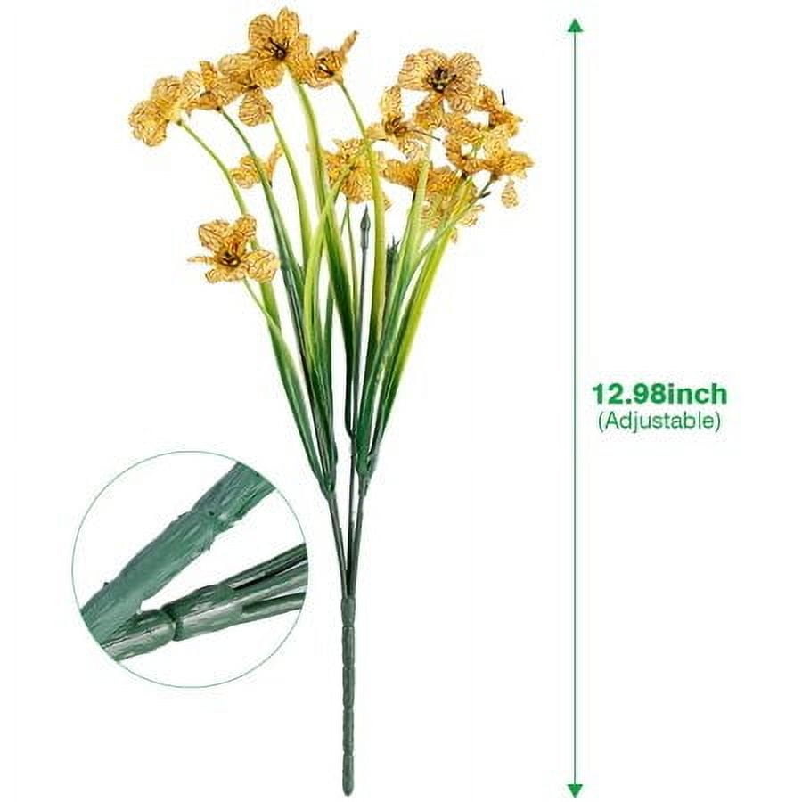 Baumaty 20 Bundles Artificial Flowers Outdoor UV Resistant Fake Flowers No Fade Faux Plastic Plants Garden Porch Window Box Decorating (Yellow)