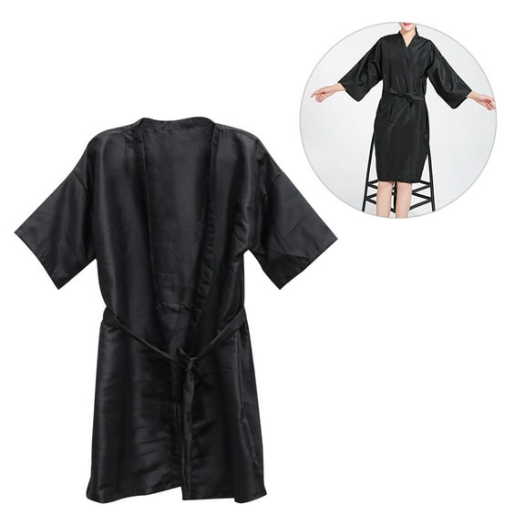 LULULION Hairdressing Cloth Black Large Beauty Salon Robe Polyester Anti Static with Adjustable Waistband