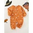 thumbnail image 2 of Newborn Baby Boy Girl Halloween Outfit Infant Pumpkin Ghost Romper Cotton Linen Long Sleeve Jumpsuit Cute Fall Clothes, 2 of 7