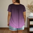thumbnail image 4 of Otvok Spring Summer Plus Size Blouses for Women Short Sleeve Round Neck Button Up Pleated T-shirt, 4 of 6