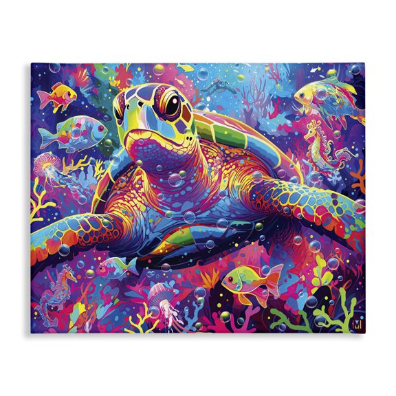 Stupell Industries Contemporary Modern Underwater Animals Canvas Art, 20 x 16, by Michael David Ward